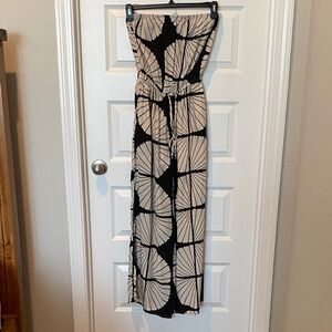 Strapless Black and Cream Printed jumpsuit